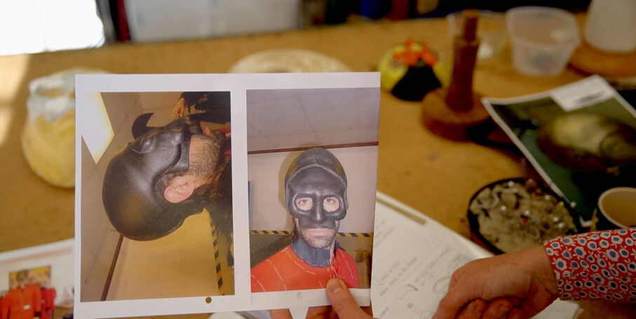 Face mask for ENO's production of Benvenuto Cellini