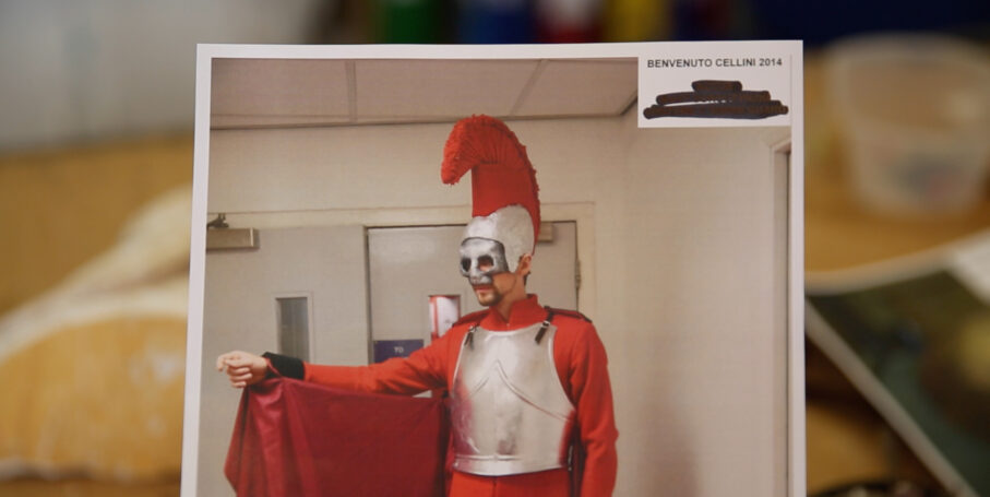 Swiss Guard costume for the ENO production of Benvenuto Cellini